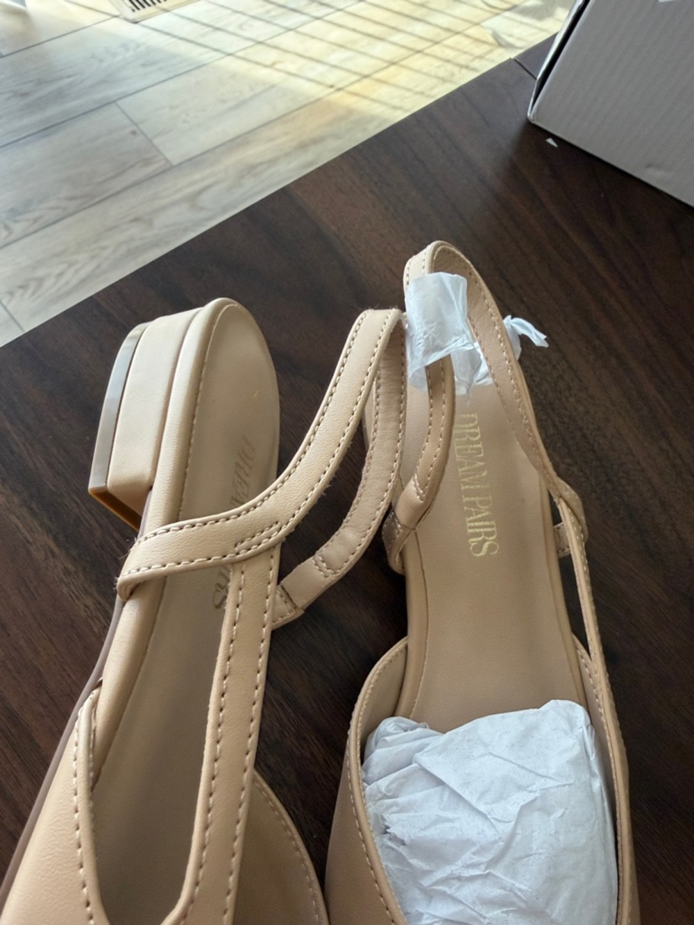 Women’s Two-Tone Slingback Flats - Beige and Black- beautifully made - Picture 7 of 7